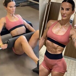 NWOT ZENTOA Pink and Black Sports Bra size medium